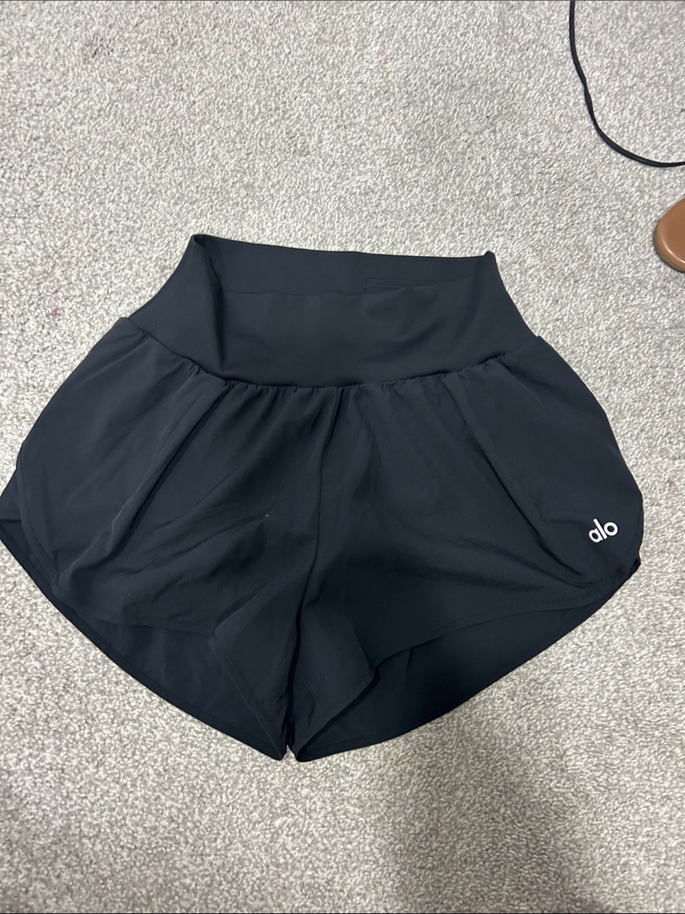 ALO Yoga Black High-Rise Athletic Shorts with Logo